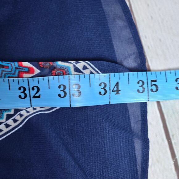 by & by Chevron Print Boho Western High Neck Mini Dress‎ Navy Blue L - Picture 12 of 12